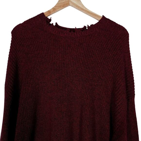 Pistola Womens Distressed Sweater XL Cherry Red Knit Oversized Edgy Streetwear - Picture 4 of 15
